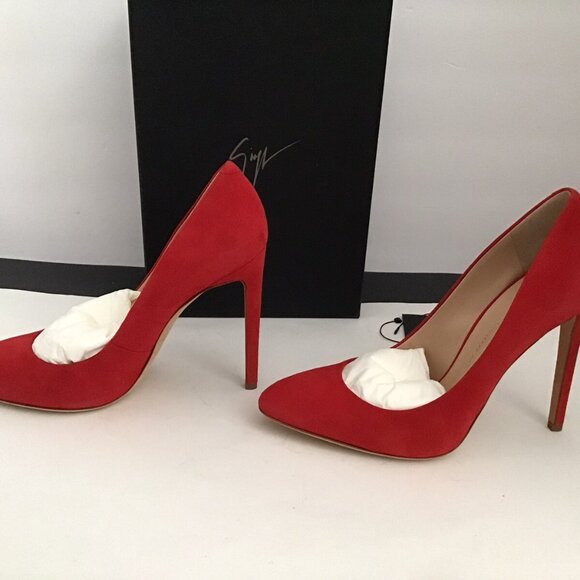 GIUSEPPE ZANOTTI Women's Bimba 110 High-Heel Stiletto Suede Red - Picture 3 of 11